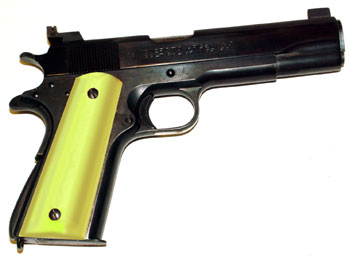 1911 45 ACP w/yellow smooth grips